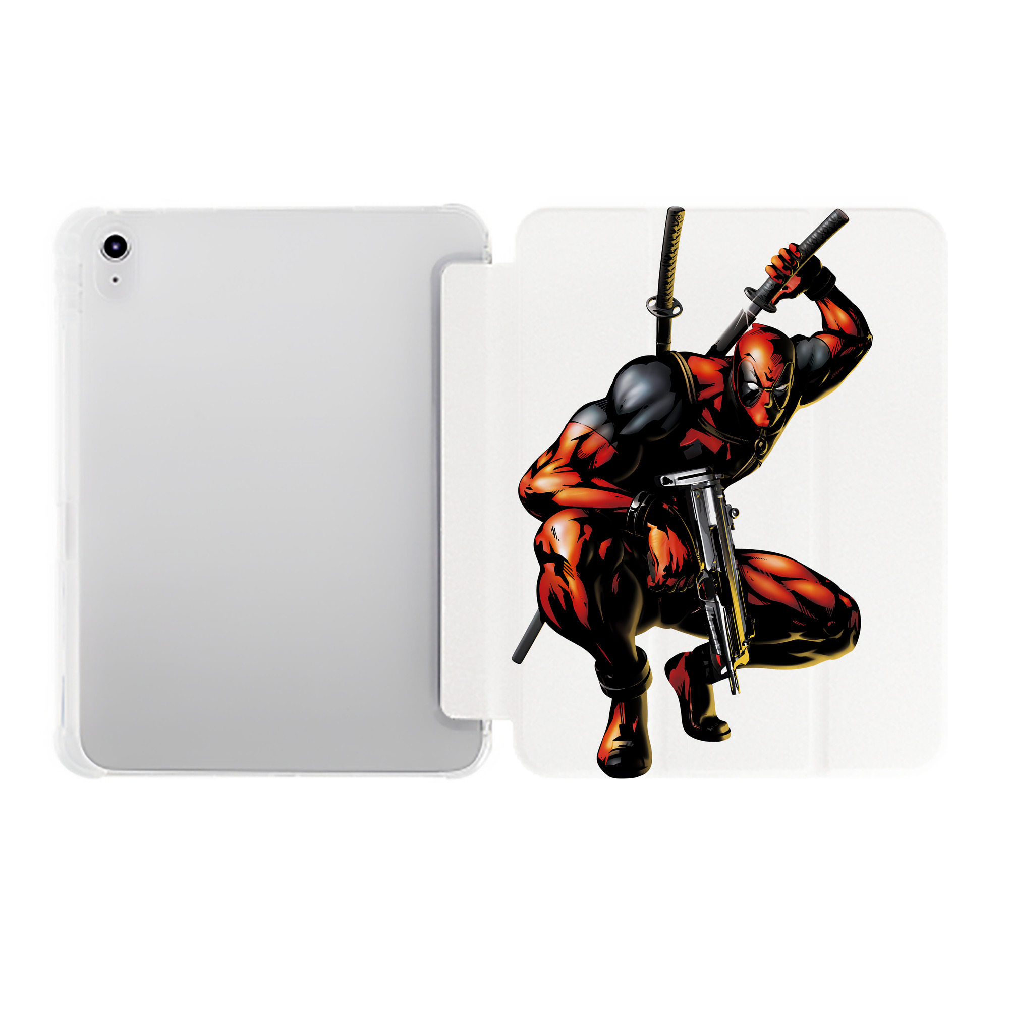 （画像用） Deadpool デッドプール IPad ケース ペン収納付き 三つ折りスタンド PUレザー×シリコン 対応機種9.5/10.5/10.9インチ